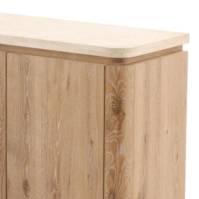 2020s Cream Marble Top Oak Credenza For Sale - Image 5 of 9