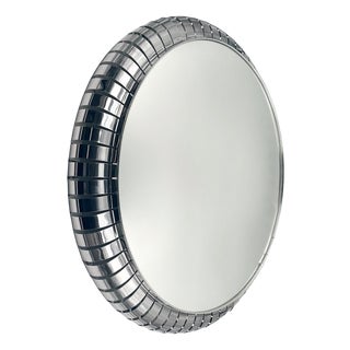 Space Age Chrome Mirror with Integrated Lighting, Italy, 1970s For Sale