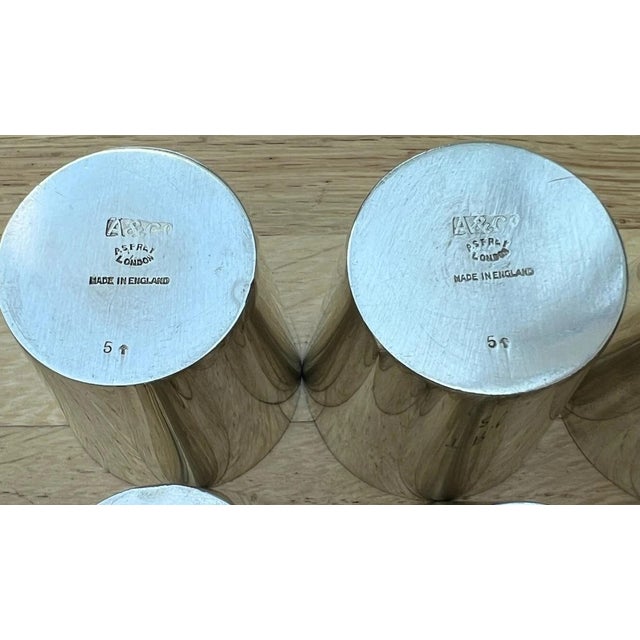 Asprey of London Set X 6 Silver Plated Stacking Travel Shot Cups For Sale - Image 13 of 18