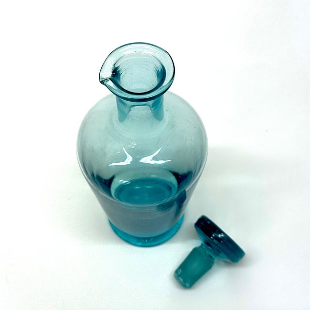 Mid 20th Century Mixed Aqua & Turquoise Glass Vessel Curation - Group of 5 For Sale - Image 5 of 10