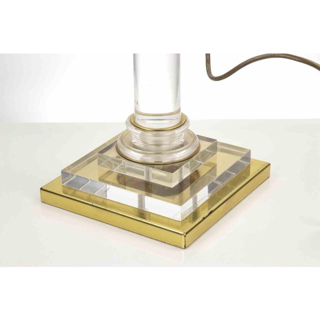 Italian Design Brass and Acrylic Glass Table Lamp by Corinne Halna, 1970s For Sale - Image 3 of 8