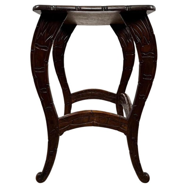 Antique English Carved Mahogany Side Table, 1900s For Sale - Image 3 of 10