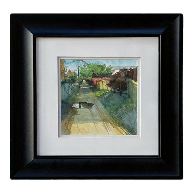 Duke Windsor, "After the Shower", Watercolor Painting, Impressionist Cityscape, Framed For Sale