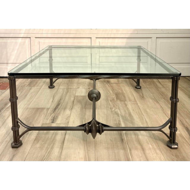 Vintage Giacometti Style Sculptural Iron & Glass Coffee Table For Sale - Image 10 of 15