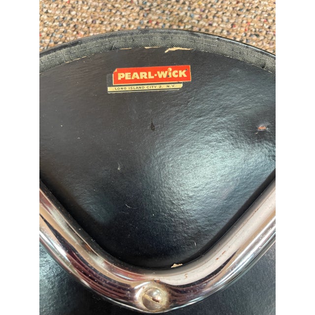 Art Deco Mid 20th Century Pearl Wick Vinyl Stool With Chrome Legs For Sale - Image 3 of 8