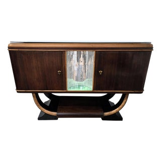 Mid-Century Italian Art Deco Style Walnut Burl and Mirror Mosaic Dry Bar Cabinet by Paolo Buffa, 1940s For Sale