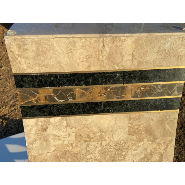 Vintage Postmodern Tessellated Stone & Glass Sculptural Console Entry Table For Sale - Image 14 of 18