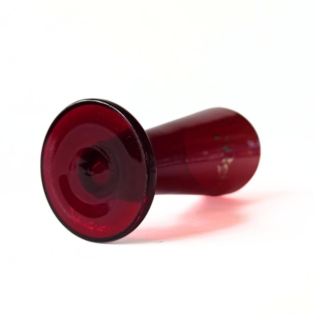 Vintage Small Rejmyre Red Glass Vase, Sweden For Sale - Image 3 of 7