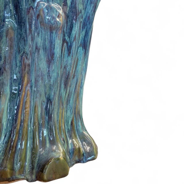 Vintage Drip-Glaze “Tree Trunk” Garden Stool For Sale - Image 4 of 5