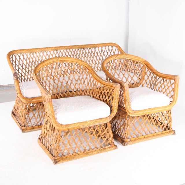 Wicker Rattan Lounge Set, 1970s, Set of 3 For Sale - Image 18 of 18