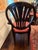 Textile Attributed to Jonathan Charles Set 6 Hepplewhite Wheatsheaf Side Chair (Black) For Sale - Image 7 of 13