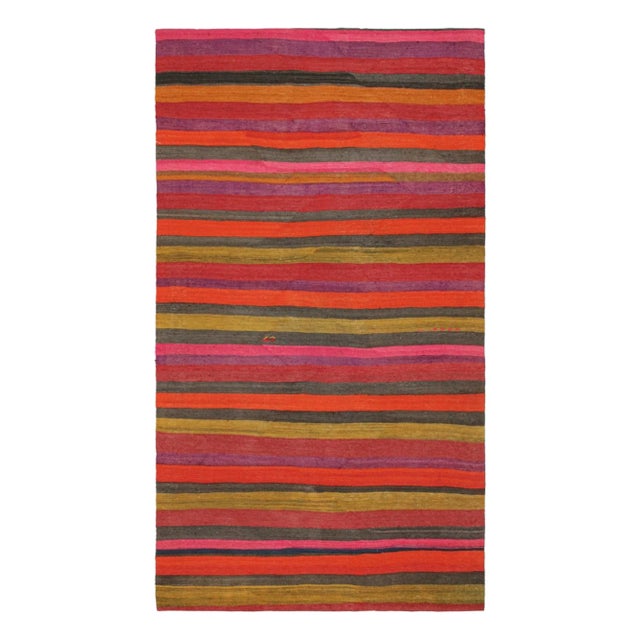 Red 1950s Vintage Shahsavan Persian Kilim With Multicolor Stripes, From Rug & Kilim For Sale - Image 8 of 8