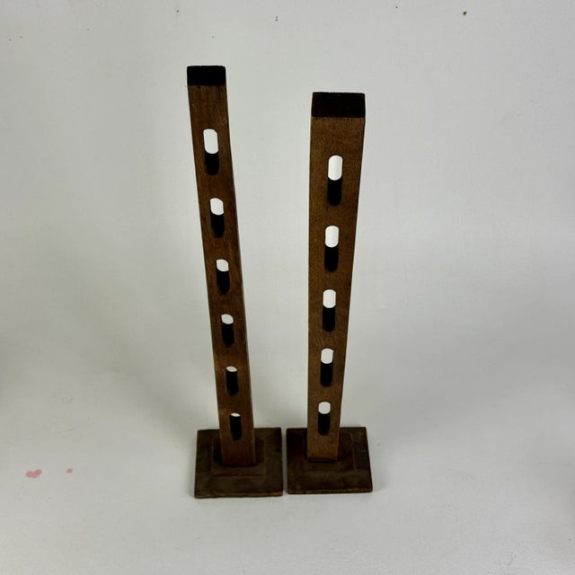 Pair of Towering Carved Mid 20th Century Wooden Sculptures For Sale - Image 4 of 10