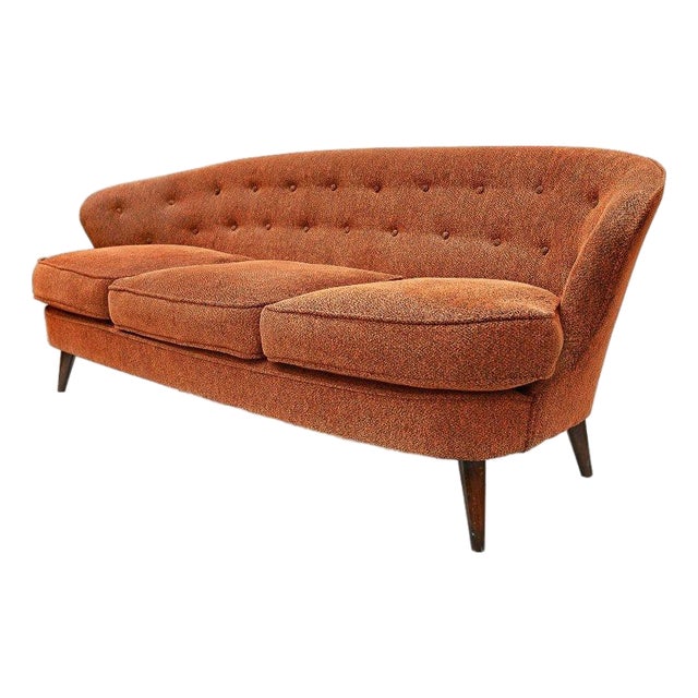 “Concha” Sofa in Hardwood & Chenille, Joaquim Tenreiro, 1960s For Sale