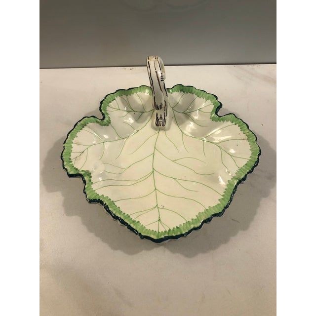 Green Majolica Leaf Decorative Bowl From Spain For Sale - Image 8 of 8