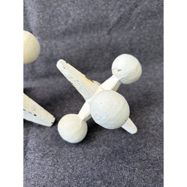 1990s Off White Cast Iron Jacks Set of 3 Decorative Objects For Sale - Image 14 of 17