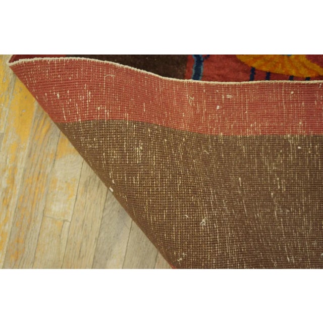 1920s Red Burgundy Floral Antique Chinese Art Deco Carpet 8' X 9'9" Knotted Wool Rug For Sale - Image 9 of 9