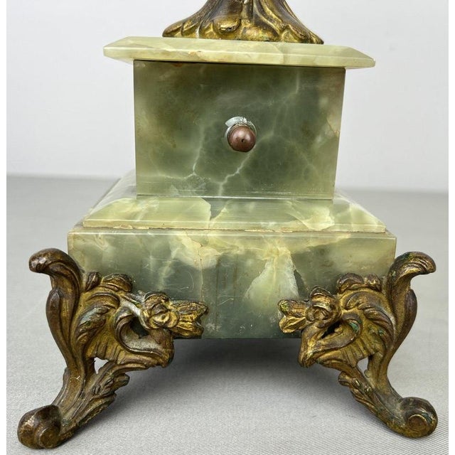 Gold Antique French Brass and Marble 5-Arm Candelabra For Sale - Image 8 of 12