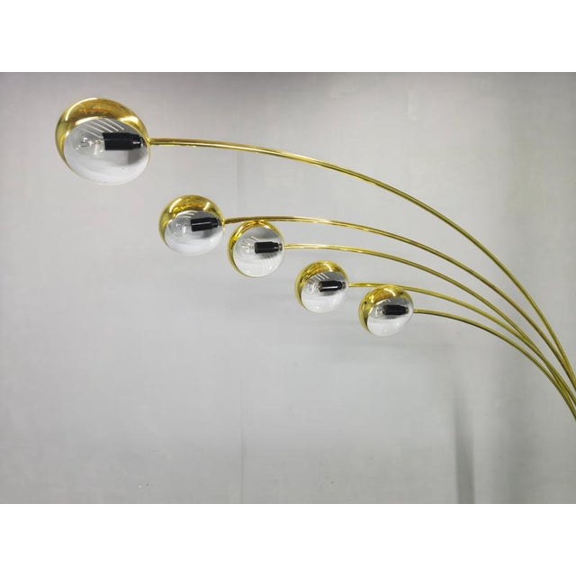 Danish Arc Floor Lamp in Brass and Marble from Bilka, 1970s For Sale - Image 4 of 16