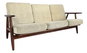 Danish Mid-Century Hans Wegner Getama Oak Cigar Sofa 1950s