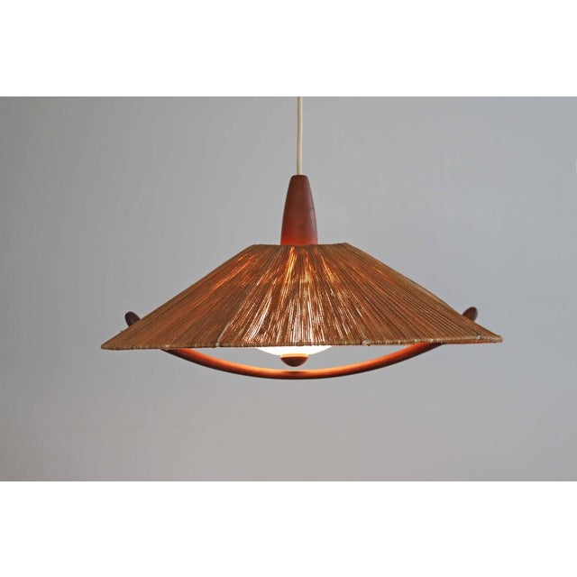 Temde Sisal Teak Pendant Lamp Danish Modern Design Height Adjustable Diameter 55cm Height 80-120cm Overall good condition...