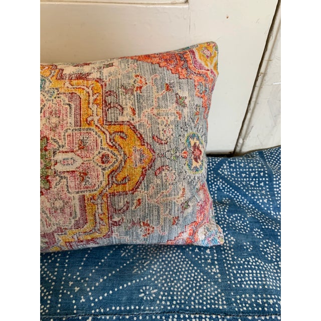 2020s Boho Chic Antiqued Persian Rug Colorful Woven Cotton Lumbar Pillow New For Sale - Image 5 of 11