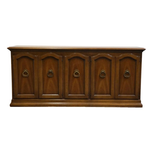 Late 20th Century Drexel Furniture Solid Pecan Italian Mediterranean Style 68" Buffet Sideboard For Sale