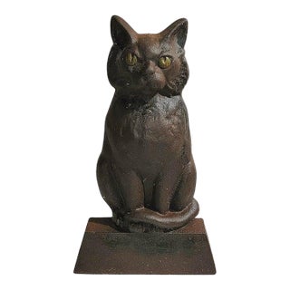 Early 20Thc Cast Iron Hubley Cat Door Stop For Sale