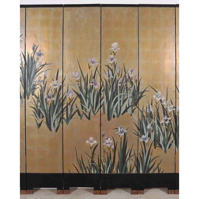 Mid 20th Century Chinese Export Coromandel Screen After Ogata Korin Irises For Sale - Image 5 of 18