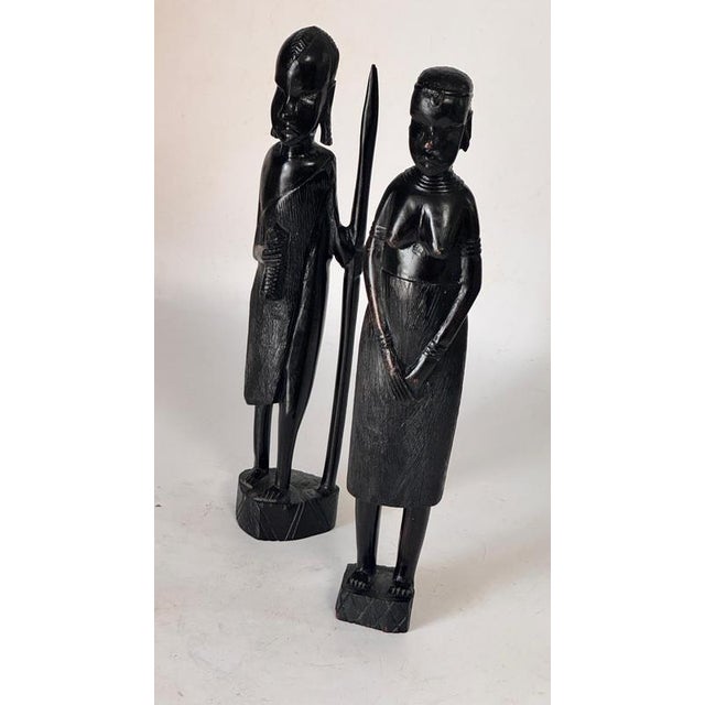 African Sculptures in Heavy Hardwood, Set of 2 For Sale - Image 3 of 15