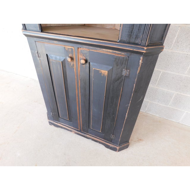 Late 20th Century Primitive Shaker Style Paint Distressed Corner Cabinet by Ezra G Tiffin Ohio For Sale - Image 5 of 12