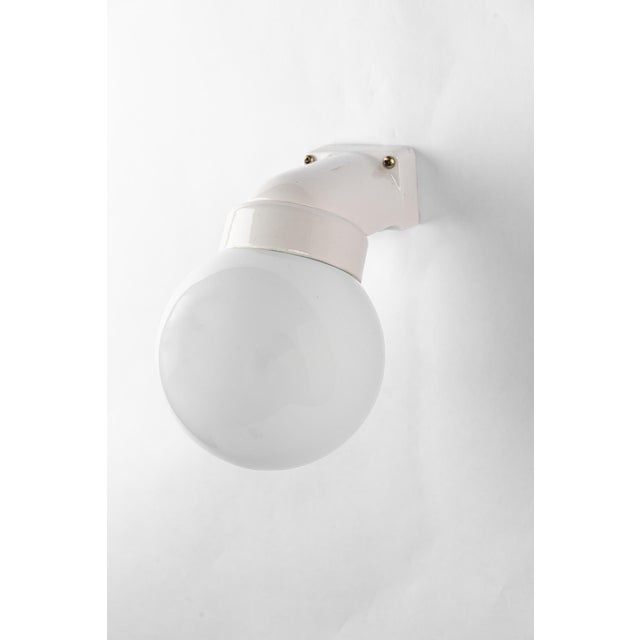 Glass Bauhaus Porcelain Wall Lamp with Opal Glass Shade, Germany, Austria, 1920s For Sale - Image 7 of 15
