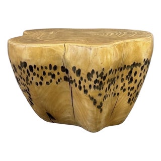 Hand-Carved Mid-Century Golden Ash Table by Daniel Pollock, 13” H X 21” D For Sale