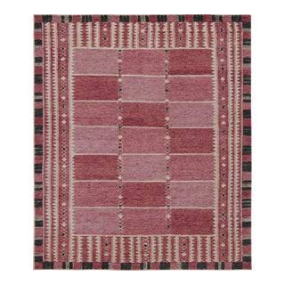 Rug & Kilim’s Scandinavian Style Rug with Pink Geometric Patterns - 14x20 For Sale