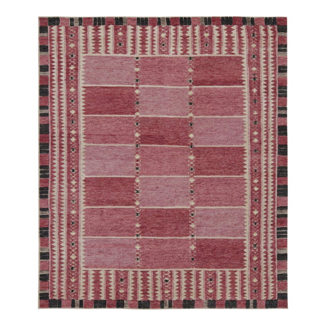 Rug & Kilim’s Scandinavian Style Rug with Pink Geometric Patterns - 14x20 For Sale