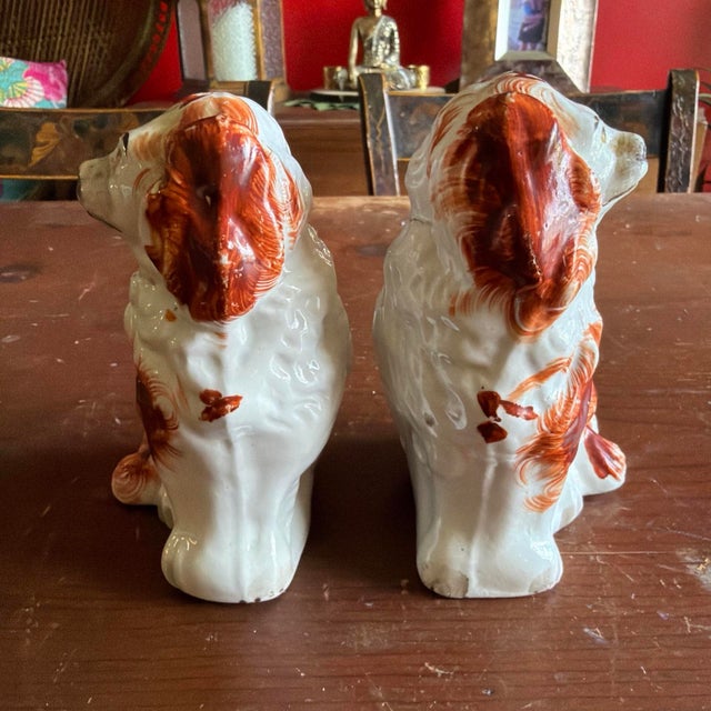 Late 19th Century A Charming Pair of Antique Staffordshire Spaniel Dogs, Circa 1880 For Sale - Image 5 of 12