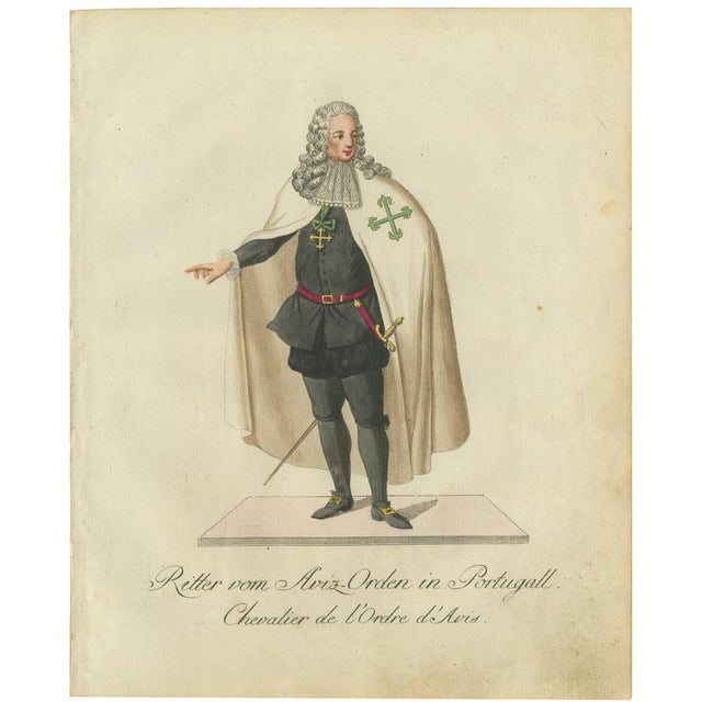 Schwan, Knight of the Aviz Order in Portugal, 18th Century, Hand-Colored Engraving For Sale - Image 6 of 6