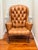 Animal Skin Antique Georgian Leather Wing Chair For Sale - Image 7 of 8