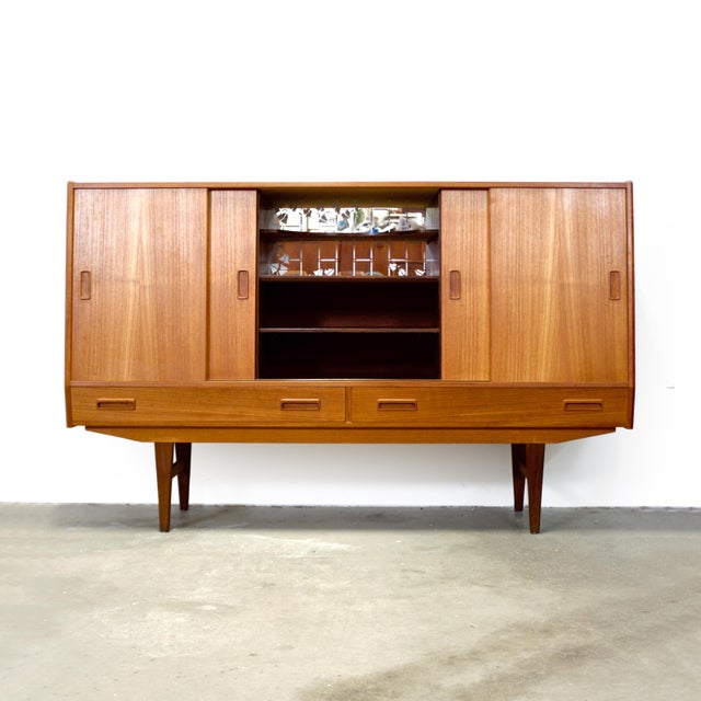 Mid-Century Modern Westergaards Møbelfabrik Teak Model #29 Tall Sideboard / Highboard Attributed to Børge Dam For Sale - Image 3 of 17