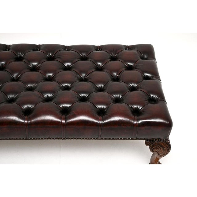 1930s Vintage Chippendale Leather Ottoman, 1930 For Sale - Image 5 of 8