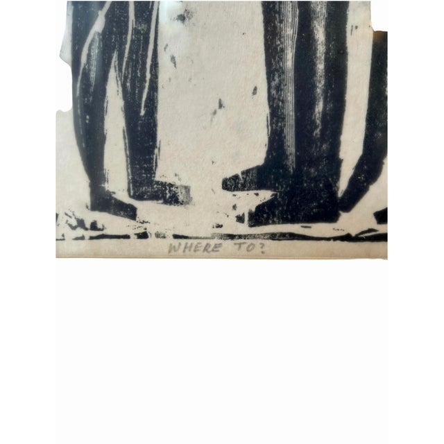 Mid 20th Century "Where To?" Abstract Figurative Painting, Framed Singed For Sale - Image 10 of 11