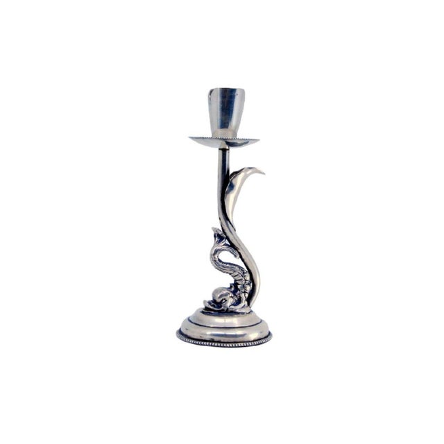 Mythological Figure Candlestick in Silver on Pearly Base For Sale - Image 9 of 9