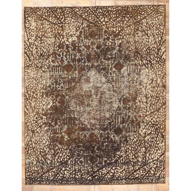 Mid 20th Century Whimsy Cocoa Biophilic Vintage Turkish Rug - 09’11 X 12’06 For Sale - Image 9 of 9