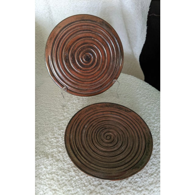 Studio Pottery Metallic Coiled Earthenware Candle Dishes- Set of 2 For Sale - Image 12 of 12