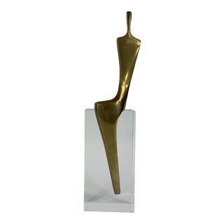 Mid 20th Century Modernist Figurative Bronze Sculpture on Lucite by Ben Shalom For Sale