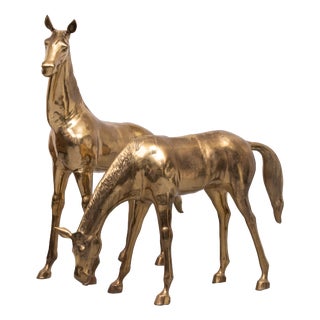 Large Brass Horses from Apko Superbrass, Holland, 1970s, Set of 2 For Sale
