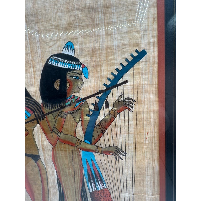 Vintage Late 20th Century Hand-Painted Egyptian Papyrus "Musicians of Amun"-Framed For Sale - Image 17 of 18