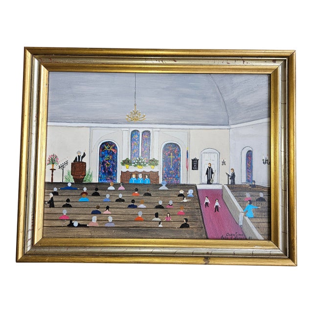 Charming Primitive New Hope Pa Painting by John Loeper For Sale