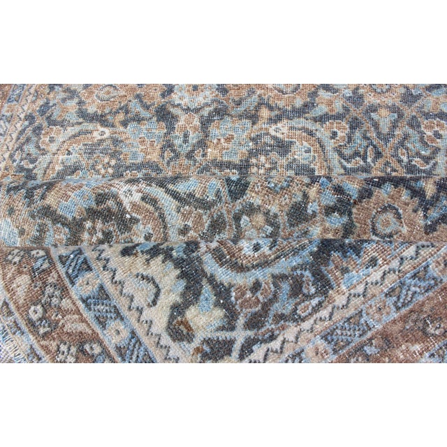 Antique Persian Tabriz Runner With Allover Floral Design in Soft Blue and Taupe For Sale - Image 12 of 12