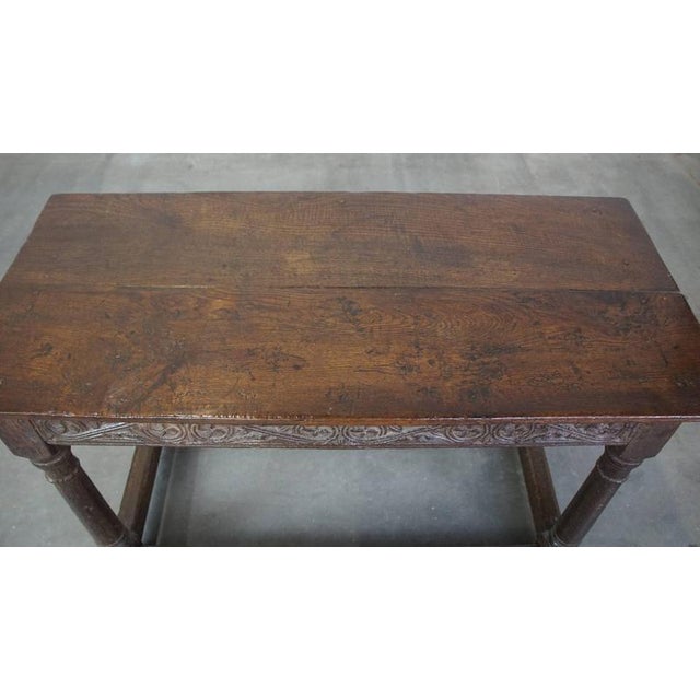 Early 18th Century English Side Table with Details in the Wood Carving For Sale - Image 6 of 14